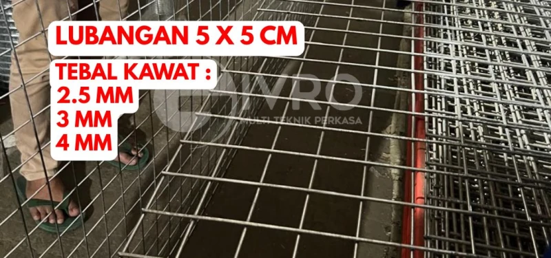 Kawat Ram Mesh Lembaran Galvanis Tebal Kawat 2.5mm - 3mm dan 4mm Lubangan 5x5cm