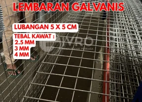 Kawat Ram Mesh Lembaran Galvanis Tebal Kawat 25mm  3mm dan 4mm Lubangan 5x5cm